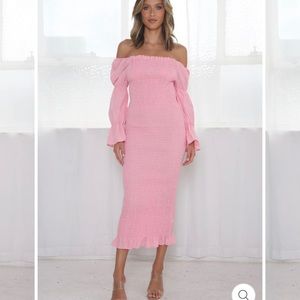 NWT JAUS pink smocked dress size L